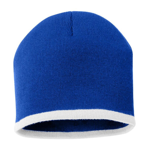 8" Bottom-Striped Knit Beanie Thumbnail