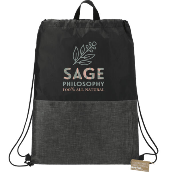 Ash Zippered Recycled Drawstring Bag Thumbnail